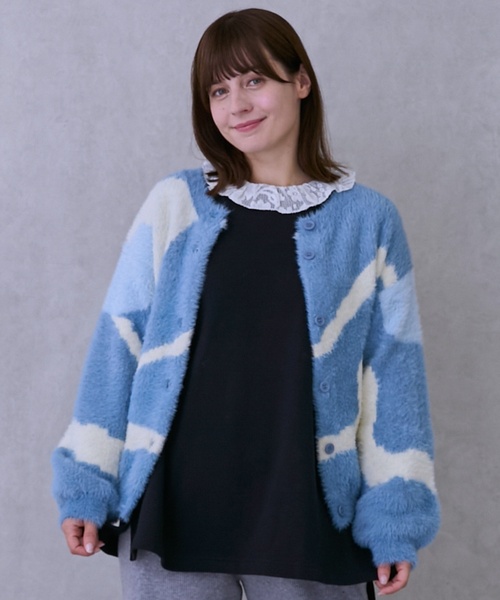 petit main（プティマイン）の「【リンク】シャギーニット柄カーディガン（カーディガン/ボレロ・キッズ・アイボリー/ブルー・M(100-110cm)/L(120-130cm)/S(80-90cm)）」の5枚目の写真