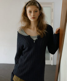 LETTER FROM MOON（レターフロムムーン）の「ブレイクウールニットワンピース（ネイビー）（ワンピース）」