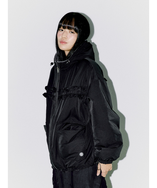 OAFISH(オアフィッシュ)の「REVERSIBLE FRILL HOODED JACKET, BLACK/DOT(その他アウター・レディース・その他・FREE)」の6枚目の写真