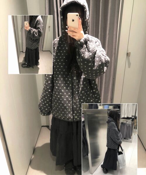 OAFISH(オアフィッシュ)の「REVERSIBLE FRILL HOODED JACKET, BLACK/DOT(その他アウター・レディース・その他・FREE)」の3枚目の写真