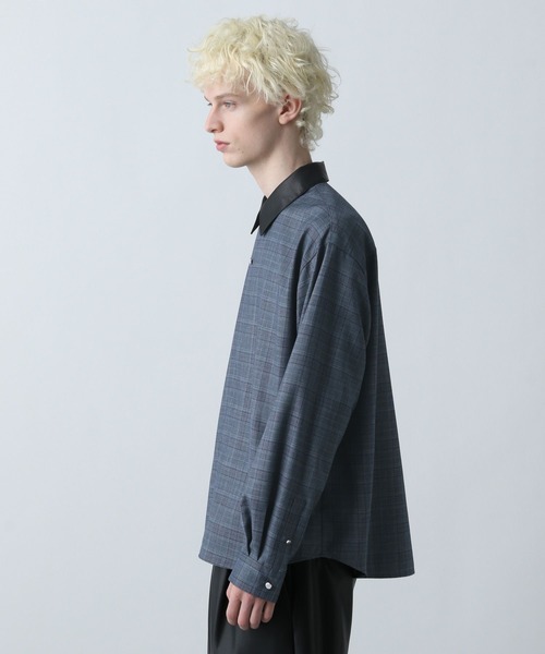 HARE（ハレ）の「エリレザーチェックシャツ(HARE)（シャツ/ブラウス・メンズ・ブルー/ブラック/ブラウン・FREE）」の16枚目の写真