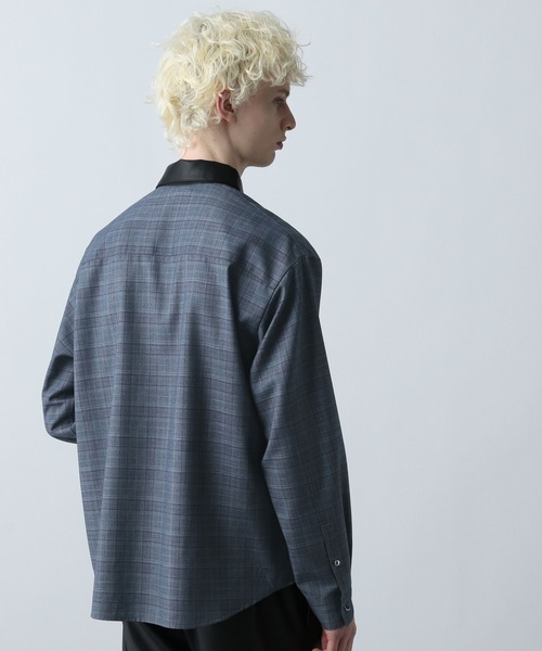 HARE（ハレ）の「エリレザーチェックシャツ(HARE)（シャツ/ブラウス・メンズ・ブルー/ブラック/ブラウン・FREE）」の17枚目の写真