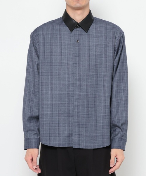 HARE（ハレ）の「エリレザーチェックシャツ(HARE)（シャツ/ブラウス・メンズ・ブルー/ブラック/ブラウン・FREE）」の18枚目の写真