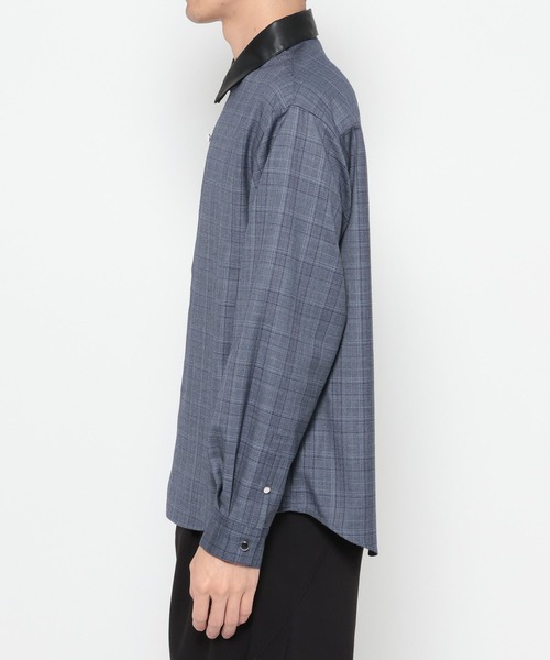 HARE（ハレ）の「エリレザーチェックシャツ(HARE)（シャツ/ブラウス・メンズ・ブルー/ブラック/ブラウン・FREE）」の19枚目の写真