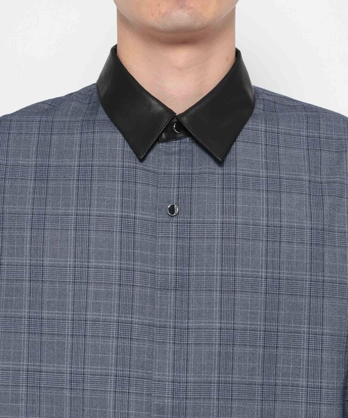 HARE（ハレ）の「エリレザーチェックシャツ(HARE)（シャツ/ブラウス・メンズ・ブルー/ブラック/ブラウン・FREE）」の21枚目の写真