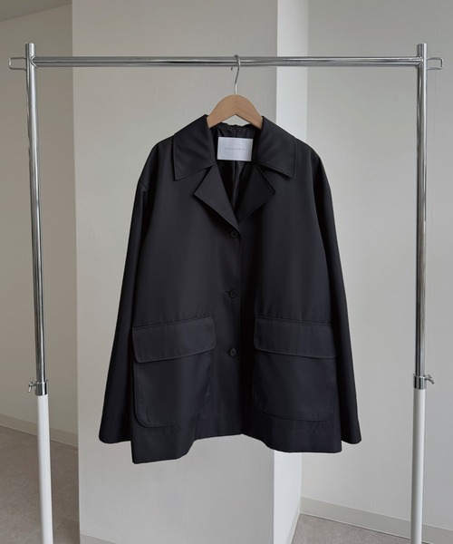 nananamoe(ナナナモエ)の「scarf arrange silky jacket(テーラードジャケット・レディース・グレー/ブラック・FREE)」の13枚目の写真