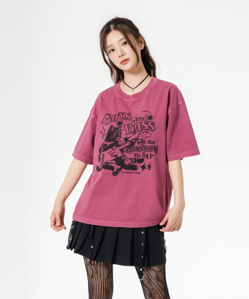 MOZMOZ(モズモズ)の「サムシングベース オーバーサイズ ピグメント 半袖Tシャツ ピンク(Tシャツ/カットソー・レディース・その他・XXL/M/XL)」の4枚目の写真