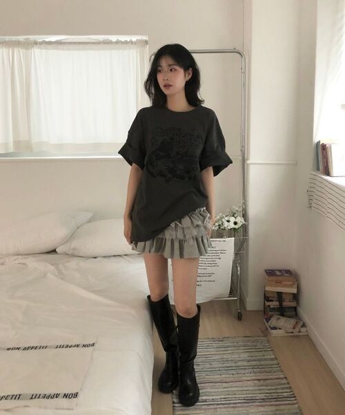 MOZMOZ(モズモズ)の「サムシングベース オーバーサイズ ピグメント 半袖Tシャツ ピンク(Tシャツ/カットソー・レディース・その他・XXL/M/XL)」の7枚目の写真