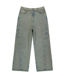 UNGIMMICK（アンジミック）の「PANELLED DENIM PANTS (BLUE)（デニムパンツ）」