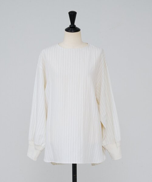 BEARDSLEY(ビアズリー)の「袖口ニットシャツ(シャツ/ブラウス・レディース・アイボリー/チャコールグレー・FREE)」の11枚目の写真