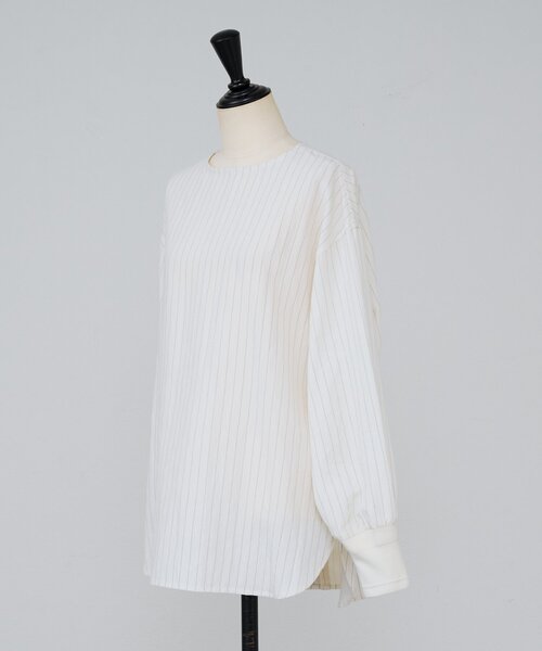 BEARDSLEY(ビアズリー)の「袖口ニットシャツ(シャツ/ブラウス・レディース・アイボリー/チャコールグレー・FREE)」の15枚目の写真
