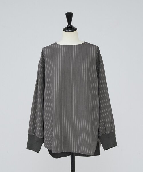 BEARDSLEY(ビアズリー)の「袖口ニットシャツ(シャツ/ブラウス・レディース・アイボリー/チャコールグレー・FREE)」の20枚目の写真