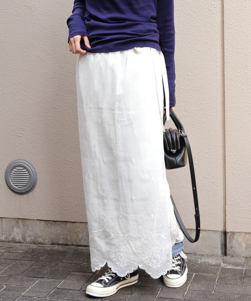 THE SHINZONE（ザ　シンゾーン）の「THE SHINZONE/シンゾーン　レースエプロンスカート　LACE APRON SKIRT　26SMSSK02　2点セット（スカート・レディース・ホワイト/ブラック・36）」の5枚目の写真