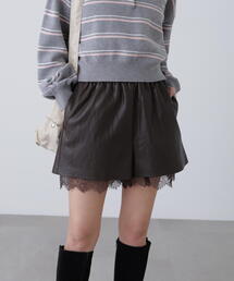 FREE'S MART | ◆レースレイヤードエコレザーショートパンツ(その他パンツ)