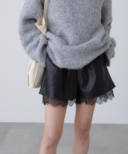 FREE'S MART（フリーズマート）の「◆レースレイヤードエコレザーショートパンツ（その他パンツ・レディース・ブラウン/ブラック・FREE）」の7枚目の写真