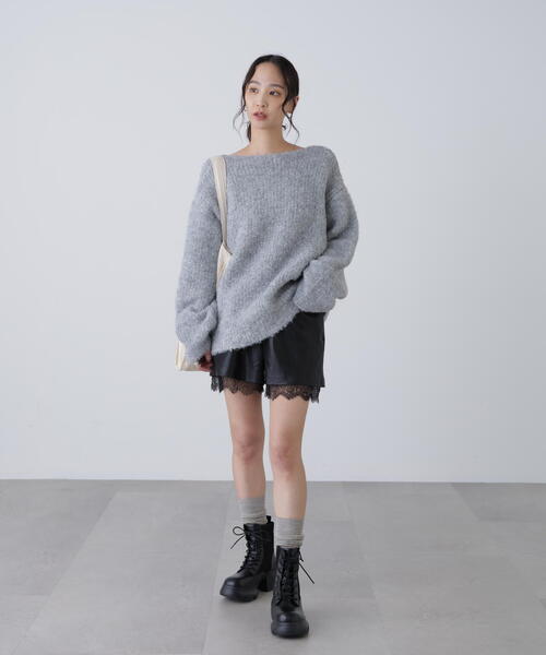 FREE'S MART（フリーズマート）の「◆レースレイヤードエコレザーショートパンツ（その他パンツ・レディース・ブラウン/ブラック・FREE）」の8枚目の写真