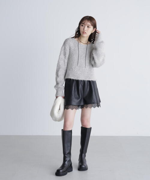 FREE'S MART（フリーズマート）の「◆レースレイヤードエコレザーショートパンツ（その他パンツ・レディース・ブラウン/ブラック・FREE）」の13枚目の写真