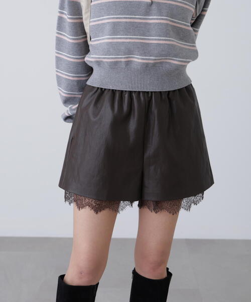 FREE'S MART（フリーズマート）の「◆レースレイヤードエコレザーショートパンツ（その他パンツ・レディース・ブラウン/ブラック・FREE）」の17枚目の写真