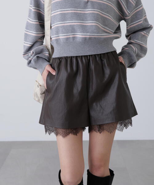 FREE'S MART（フリーズマート）の「◆レースレイヤードエコレザーショートパンツ（その他パンツ・レディース・ブラウン/ブラック・FREE）」の18枚目の写真