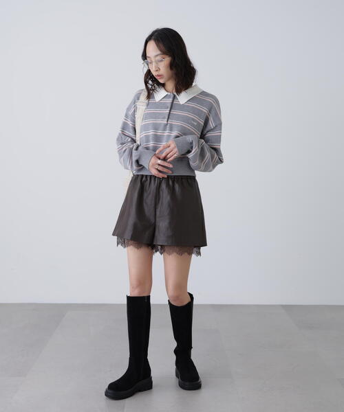 FREE'S MART（フリーズマート）の「◆レースレイヤードエコレザーショートパンツ（その他パンツ・レディース・ブラウン/ブラック・FREE）」の20枚目の写真