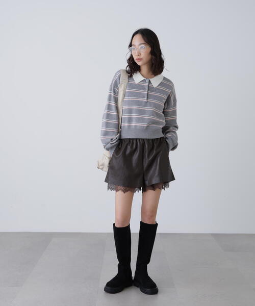 FREE'S MART（フリーズマート）の「◆レースレイヤードエコレザーショートパンツ（その他パンツ・レディース・ブラウン/ブラック・FREE）」の21枚目の写真