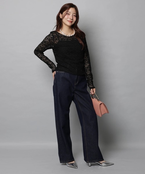 Apuweiser-riche（アプワイザーリッシェ）の「レースボートネックプルオーバー（Tシャツ/カットソー・レディース・ブラック/ホワイト・2）」の7枚目の写真