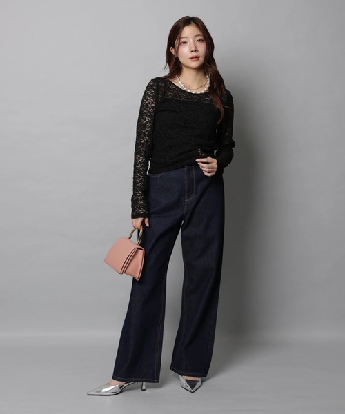 Apuweiser-riche（アプワイザーリッシェ）の「レースボートネックプルオーバー（Tシャツ/カットソー・レディース・ブラック/ホワイト・2）」の8枚目の写真