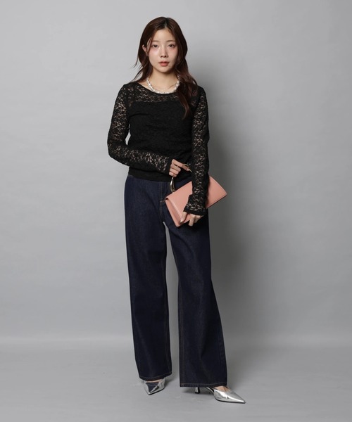 Apuweiser-riche（アプワイザーリッシェ）の「レースボートネックプルオーバー（Tシャツ/カットソー・レディース・ブラック/ホワイト・2）」の9枚目の写真