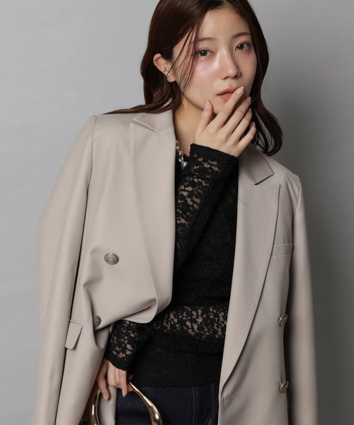 Apuweiser-riche（アプワイザーリッシェ）の「レースボートネックプルオーバー（Tシャツ/カットソー・レディース・ブラック/ホワイト・2）」の10枚目の写真