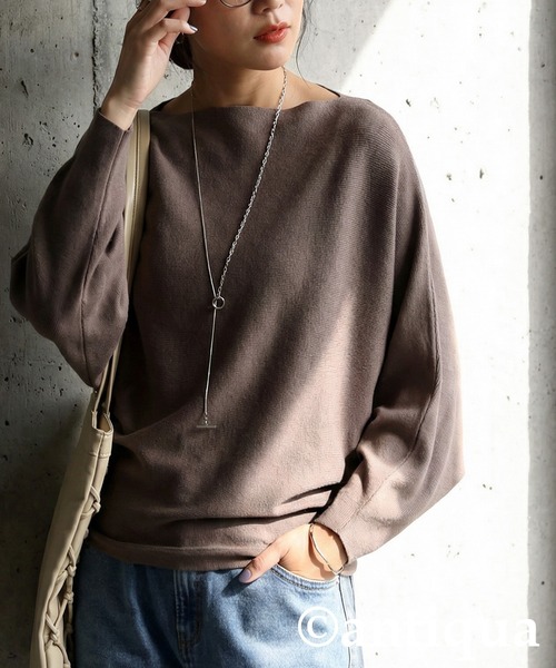 antiqua(アンティカ)の「ドルマンニット(ニット/セーター・レディース・ネイビー/レッド/ベージュ系その他/ブラウン系その他/ブラック/グレー・ONESIZE)」の4枚目の写真