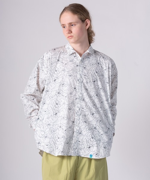 rehacer(レアセル)の「rehacer : Floral Line Art Shirt / フローラル ライン アート リラックス シャツ(シャツ/ブラウス・メンズ・ブラック・LARGE/MEDIUM/SMALL/X-LARGE)」の21枚目の写真