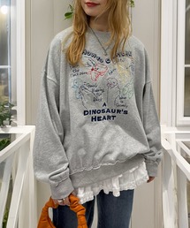 DOUBLE NAME | How to Capture a Dino. Heart 刺しゅうプルオーバー(スウェット)
