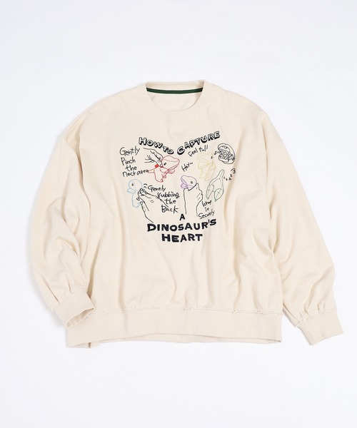 DOUBLE NAME（ダブルネーム）の「How to Capture a Dino. Heart 刺しゅうプルオーバー（スウェット・レディース・グレー/オフホワイト・FREE）」の3枚目の写真