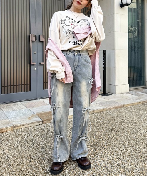 DOUBLE NAME（ダブルネーム）の「How to Capture a Dino. Heart 刺しゅうプルオーバー（スウェット・レディース・グレー/オフホワイト・FREE）」の7枚目の写真