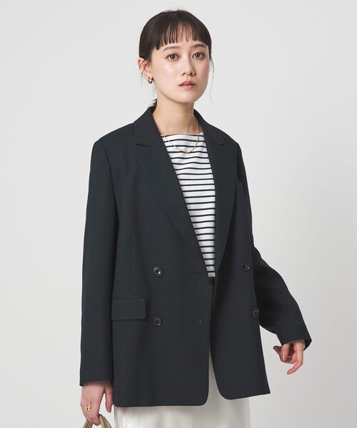 green label relaxing（グリーンレーベルリラクシング）の「［size SHORTあり］ラミーブレンド ダブル ジャケット（テーラードジャケット・レディース・ベージュ/ネイビー・SHORT/36/38）」の2枚目の写真