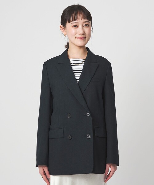 green label relaxing（グリーンレーベルリラクシング）の「［size SHORTあり］ラミーブレンド ダブル ジャケット（テーラードジャケット・レディース・ベージュ/ネイビー・SHORT/36/38）」の6枚目の写真