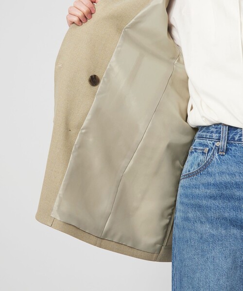 green label relaxing（グリーンレーベルリラクシング）の「［size SHORTあり］ラミーブレンド ダブル ジャケット（テーラードジャケット・レディース・ベージュ/ネイビー・SHORT/36/38）」の16枚目の写真