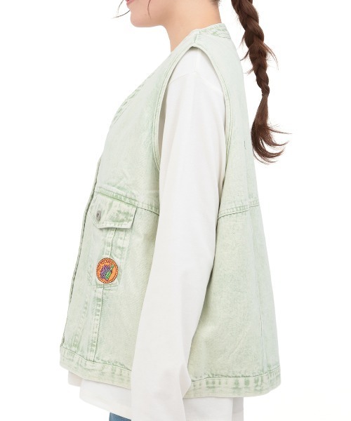 チチカカ（チチカカ）の「Orale! カラーデニムベスト（ベスト・レディース・ブラック/ライトグリーン/ピンク・FREE）」の10枚目の写真