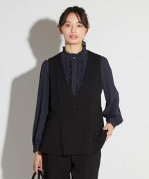 MELROSE claire（メルローズ クレール）の「【MELROSE CLAIRE noir】入卒園式・卒入学式・ダブルクロスペプラムベスト（セットアップ可）（ベスト）」