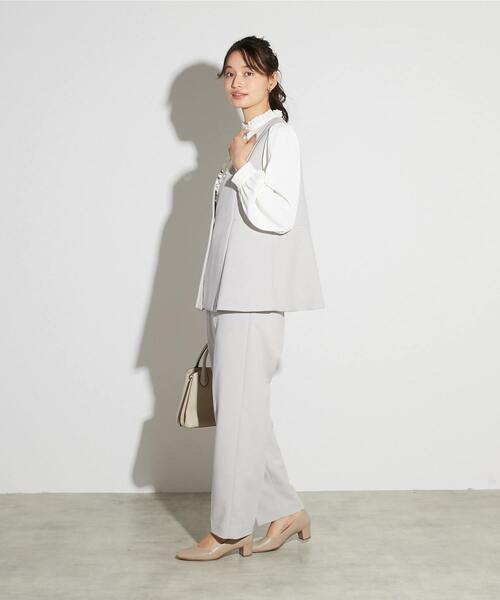 MELROSE claire（メルローズ クレール）の「【MELROSE CLAIRE noir】入卒園式・卒入学式・ダブルクロスペプラムベスト（セットアップ可）（ベスト・レディース・ライトグレー/ブラック・FREE）」の6枚目の写真