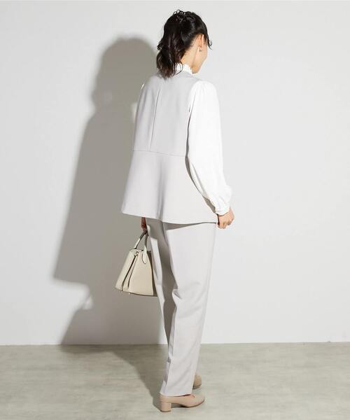 MELROSE claire（メルローズ クレール）の「【MELROSE CLAIRE noir】入卒園式・卒入学式・ダブルクロスペプラムベスト（セットアップ可）（ベスト・レディース・ライトグレー/ブラック・FREE）」の8枚目の写真