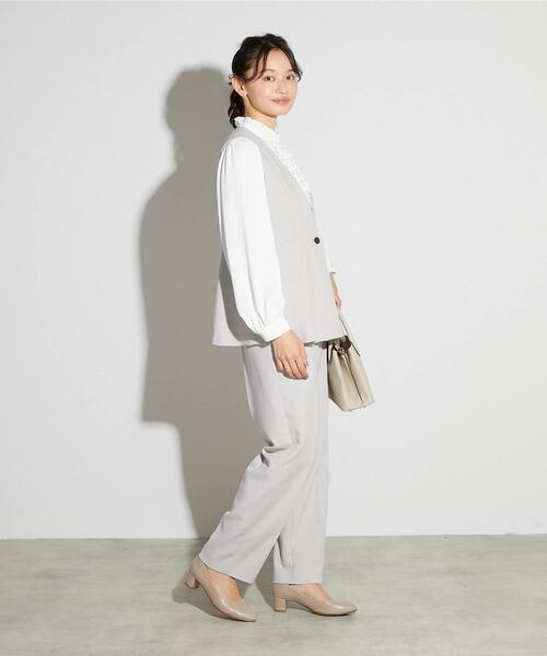 MELROSE claire（メルローズ クレール）の「【MELROSE CLAIRE noir】入卒園式・卒入学式・ダブルクロスペプラムベスト（セットアップ可）（ベスト・レディース・ライトグレー/ブラック・FREE）」の9枚目の写真