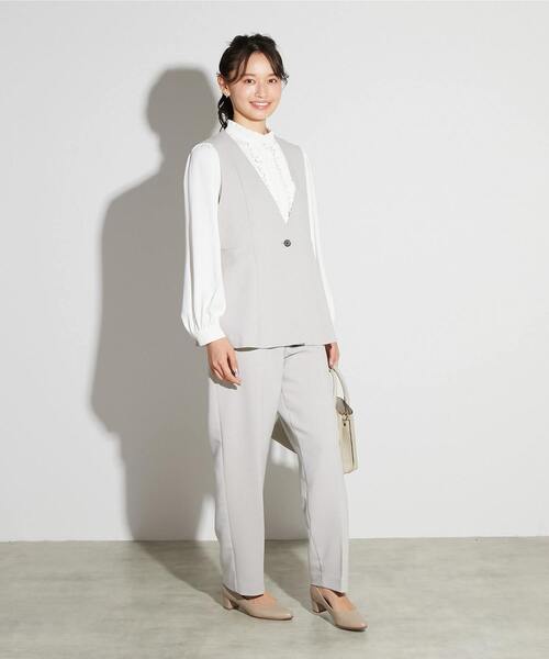 MELROSE claire（メルローズ クレール）の「【MELROSE CLAIRE noir】入卒園式・卒入学式・ダブルクロスペプラムベスト（セットアップ可）（ベスト・レディース・ライトグレー/ブラック・FREE）」の10枚目の写真