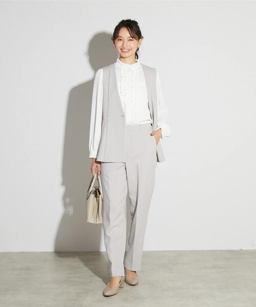 MELROSE claire（メルローズ クレール）の「【MELROSE CLAIRE noir】入卒園式・卒入学式・ダブルクロスペプラムベスト（セットアップ可）（ベスト・レディース・ライトグレー/ブラック・FREE）」の11枚目の写真