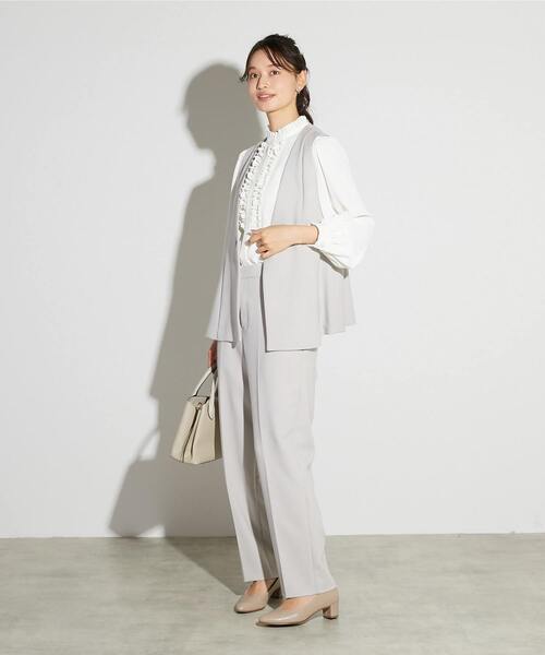 MELROSE claire（メルローズ クレール）の「【MELROSE CLAIRE noir】入卒園式・卒入学式・ダブルクロスペプラムベスト（セットアップ可）（ベスト・レディース・ライトグレー/ブラック・FREE）」の12枚目の写真