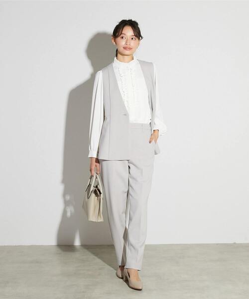 MELROSE claire（メルローズ クレール）の「【MELROSE CLAIRE noir】入卒園式・卒入学式・ダブルクロスペプラムベスト（セットアップ可）（ベスト・レディース・ライトグレー/ブラック・FREE）」の13枚目の写真