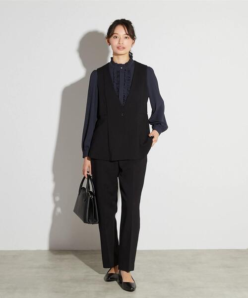 MELROSE claire（メルローズ クレール）の「【MELROSE CLAIRE noir】入卒園式・卒入学式・ダブルクロスペプラムベスト（セットアップ可）（ベスト・レディース・ライトグレー/ブラック・FREE）」の20枚目の写真