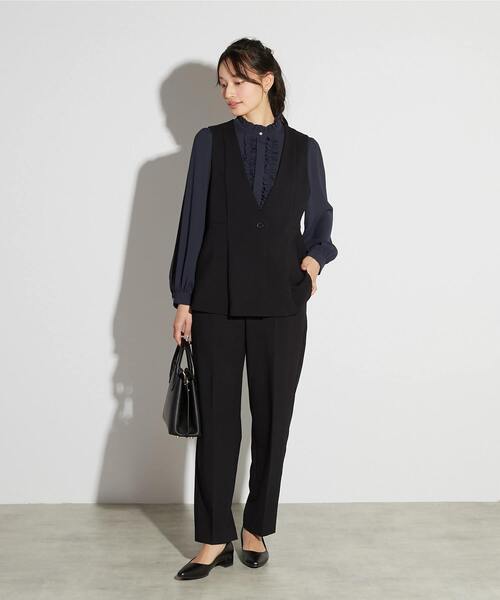 MELROSE claire（メルローズ クレール）の「【MELROSE CLAIRE noir】入卒園式・卒入学式・ダブルクロスペプラムベスト（セットアップ可）（ベスト・レディース・ライトグレー/ブラック・FREE）」の21枚目の写真