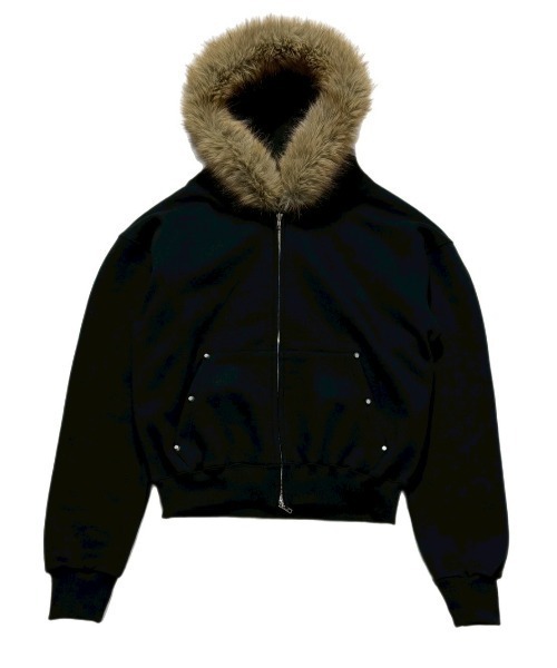 Chikashitsu +(チカシツプラス)の「【Chikashitsu +】cropped studs fur zip hoodie / 【チカシツプラス】クロップドスタッズファージップフーディ(パーカー・メンズ・ブラック/グレー・ONE SIZE)」の8枚目の写真