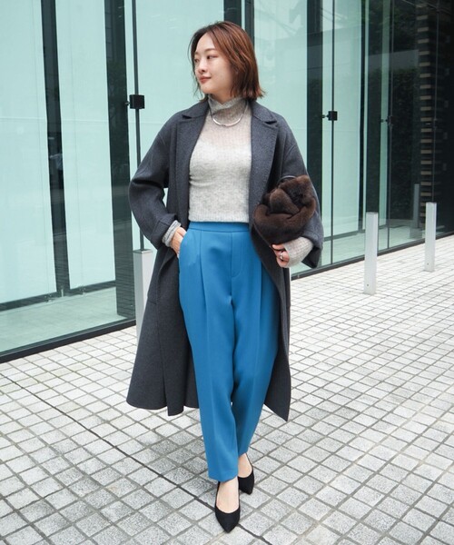 qualite（カリテ）の「【ブルー】ダブルクロスセンタープレスパンツ/オフィスカジュアル（その他パンツ・レディース・ブルー・34/36/38/40/32）」の7枚目の写真